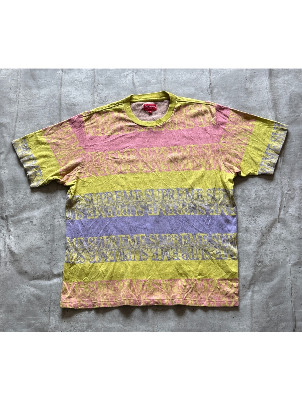 Supreme SS 19 Text Stripe Jacquard Multi Color Cotton Size M